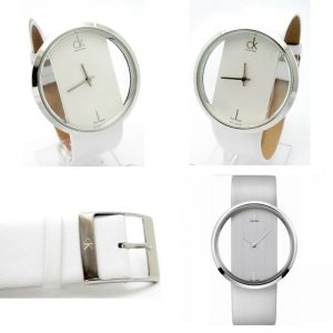 Relógio Calvin Klein Branco Bracelete em Pele Genuína