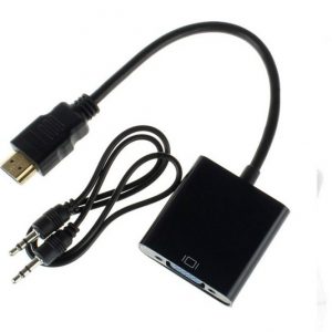 HDMI Macho Dourado para VGA Fêmea + Aux Áudio 3.5